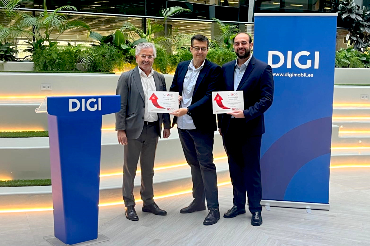 DIGI recibe el reconocimiento CRECE AEERC 2025 por la apertura de su centro de atención al cliente en Sevilla